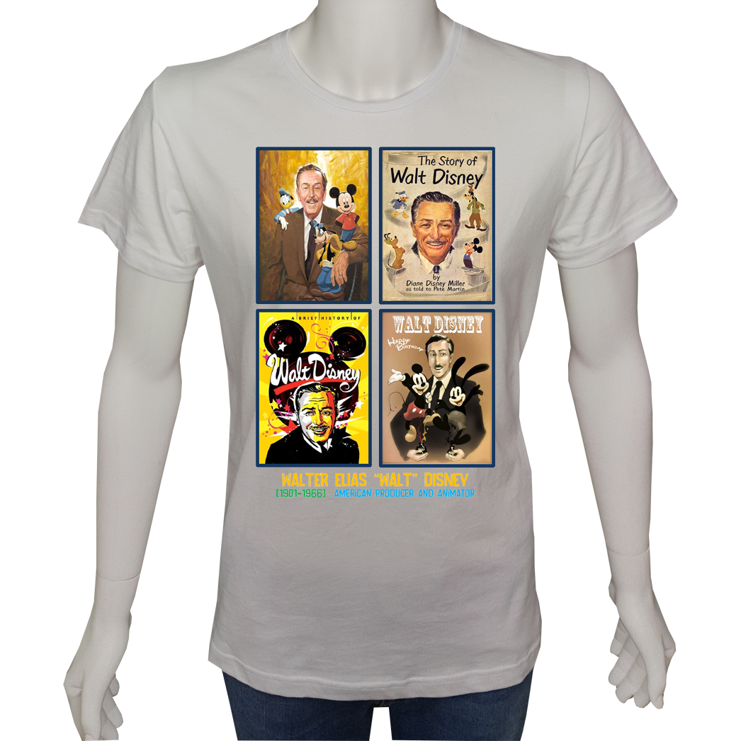 Unisex T-shirt Beyaz 'Ünlüler / Walt Disney' 2Baskılı