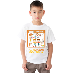 Çocuk T-shirt Beyaz 'Ressam' Baskılı