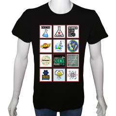 Unisex T-shirt Siyah 'Bilim Kulübü / Bilim2' Baskılı