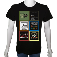 Unisex T-shirt Siyah 'Bilim Kulübü / Bilim4' Baskılı