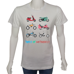 Unisex T-shirt Beyaz 'Moto / Moto17' Baskılı