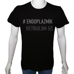 Unisex T-shirt Siyah 'PopArt / Endoplazmik Retikulum' Baskılı