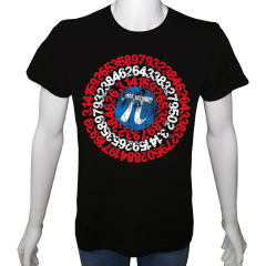 Unisex T-shirt Siyah 'Bilim Kulübü / Pi Sayısı2' Baskılı