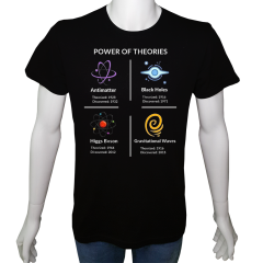 Unisex T-shirt Siyah 'Bilim Kulübü / Teorilerin Gücü' Baskılı