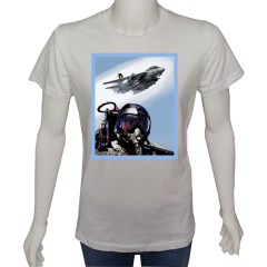 Unisex T-shirt Beyaz 'Uçak / Uçak1' Baskılı