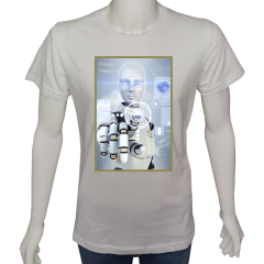 Unisex T-shirt Beyaz 'Bilim Kulübü / YapayZeka5' Baskılı