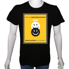Unisex T-shirt Siyah 'PopArt / Melek&Şeytan1' Baskılı