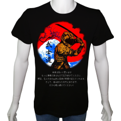 Unisex T-shirt Siyah 'PopArt / Samuray' 2Baskılı