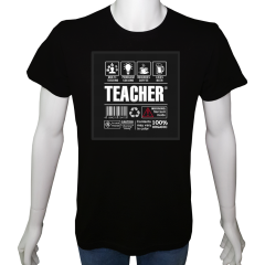 Unisex T-shirt Siyah 'İş&Meslek / Öğretmen1' Baskılı