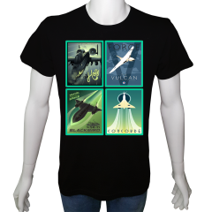 Unisex T-shirt Siyah 'Uçak / Uçak4' Baskılı