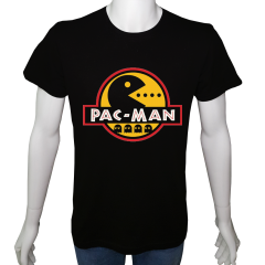 Unisex T-shirt Siyah 'PC Oyuncu/PacMan1' Baskılı