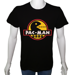 Unisex T-shirt Siyah 'PC Oyuncu/PacMan1' Baskılı