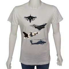 Unisex T-shirt Beyaz 'Uçak / Uçak6' Baskılı