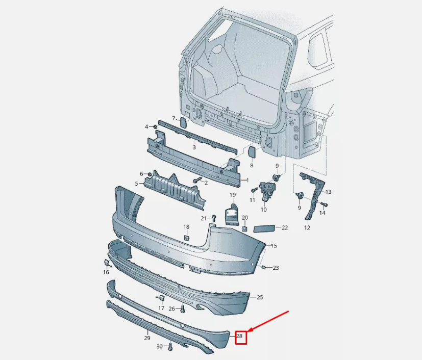 Volkswagen Touareg Arka Tampon Spoileri 19-23