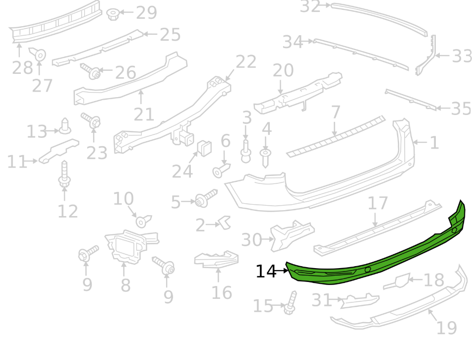 Volkswagen Touareg Arka Tampon Spoiler 15-18