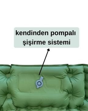 WINDCAMP Şişme Yatak Çift Kişilik - Kendinden Pompalı - Yeşil