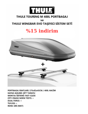 THULE TOURING M Gri Portbagaj ve Alüminyum WingBar Evo Taşıyıcı Sistem