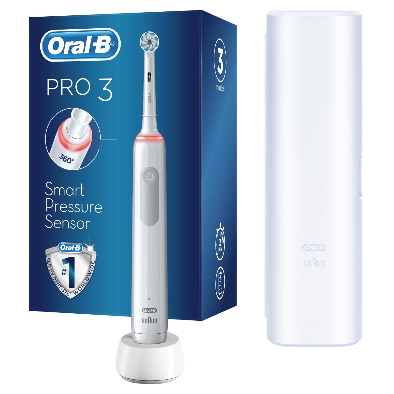 Oral-B Pro 3500 Elektrikli Beyaz Diş Fırçası + Seyahat Kabı