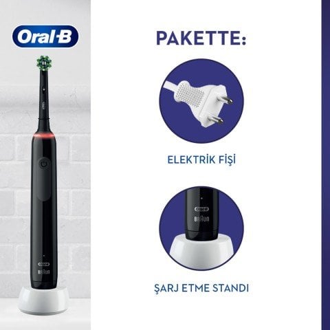 Oral-B Pro 3500 Elektrikli Siyah Diş Fırçası + Seyahat Kabı
