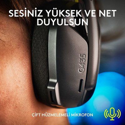 Logitech G435 Lightspeed Kablosuz Mikrofonlu Kulak Üstü Oyuncu Kulaklığı Siyah