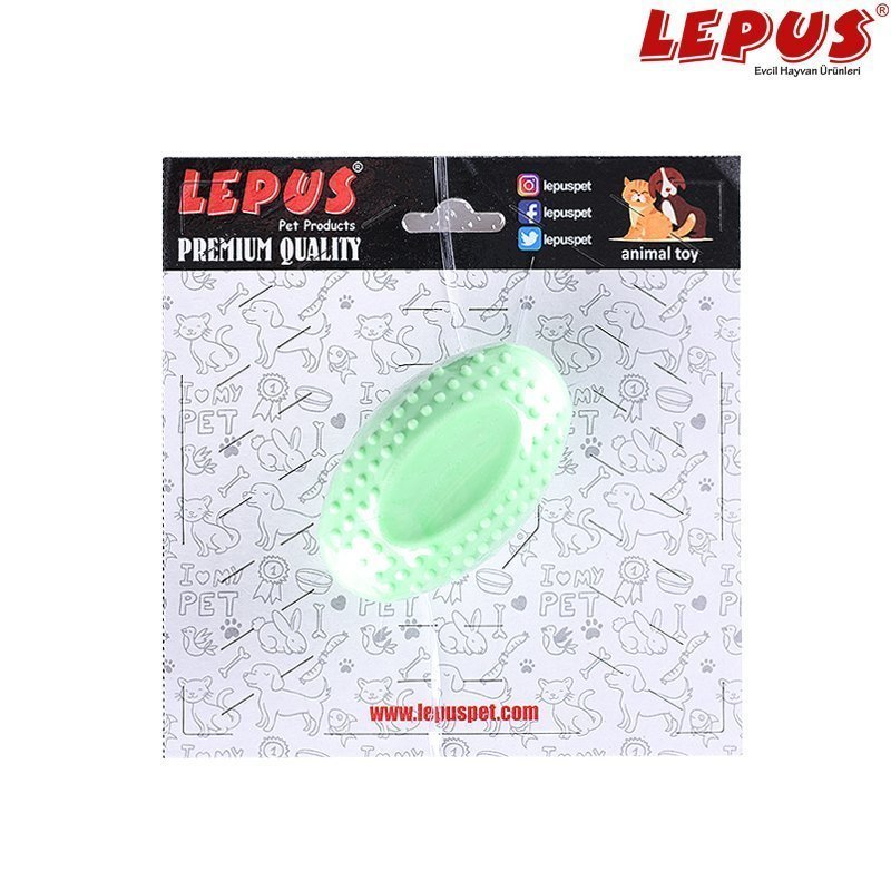 Lepus Ağız ve Diş Sağlığı İçin Oval Top Köpek Oyuncağı Yeşil 5 cm