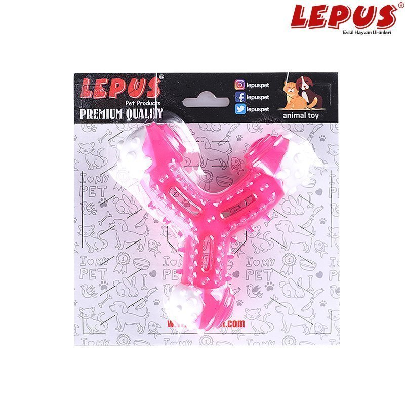 Lepus Ağız ve Diş Sağlığı İçin Sapan Köpek Oyuncağı Pembe 13x7h cm