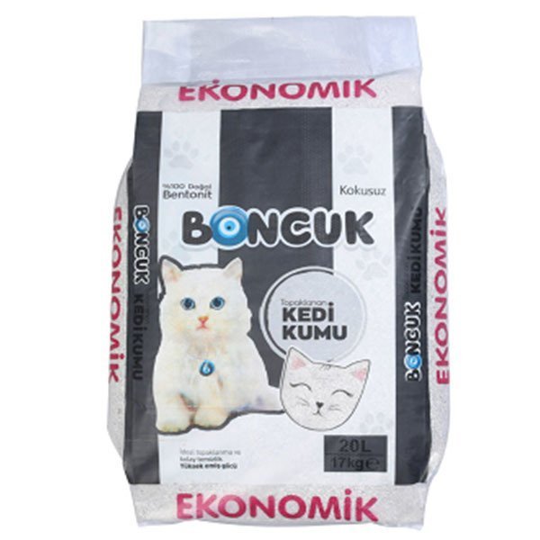 Boncuk Ekonomik Kokusuz Topaklanan Kedi Kumu 20 Lt 17 Kg