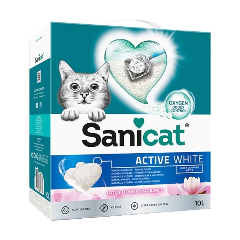 Sanicat Active White Topaklanan Kedi Kumu Lotus Çiçeği Kokulu 10 Lt