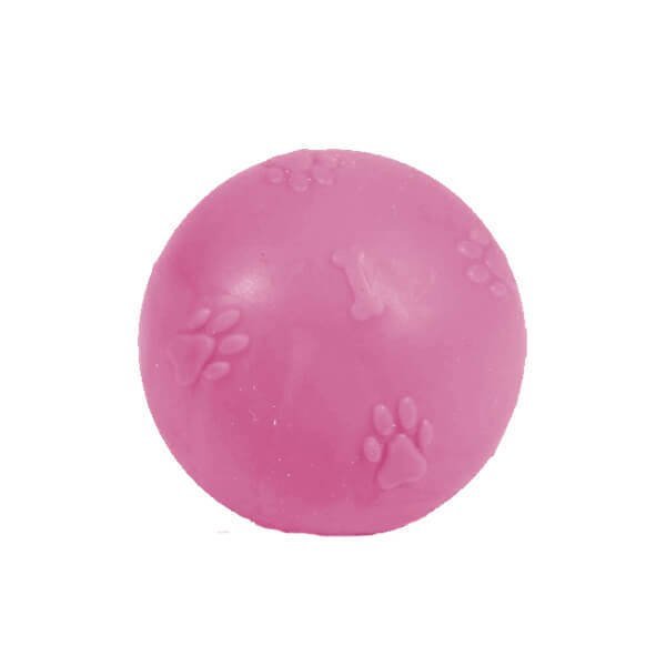 Petpretty Kauçuk Top Pati Desenli Köpek Oyuncağı S 4.5 Cm Pembe