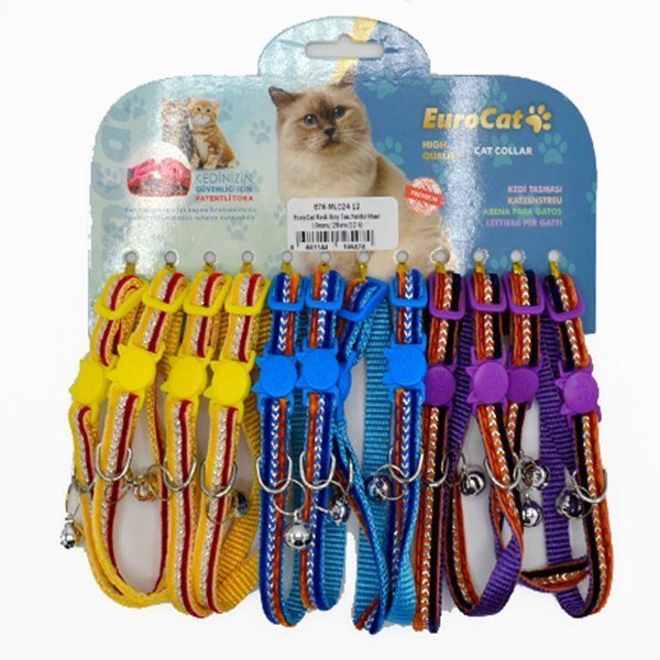 Eurocat Kedi Boyun Tasması Yaldız Mavi 10mm/28 Cm (12 Adet)