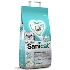 Sanicat Clumping White Cotton Fresh Oksijen Kontrol Emici Kedi Kumu 20 Lt