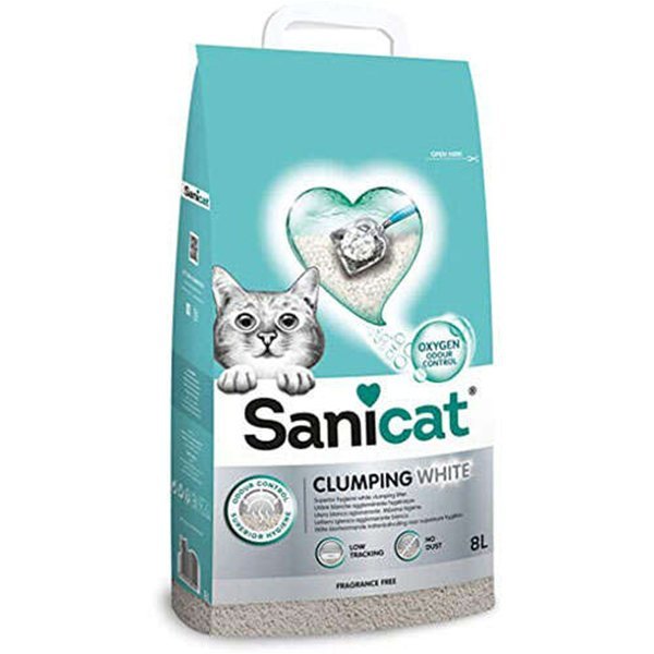 Sanicat Clumping White Oksijen Kontrol Emici Kedi Kumu 8 Lt