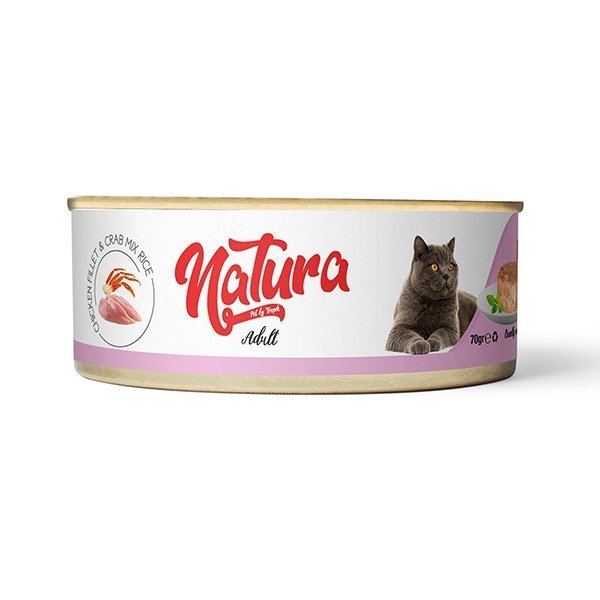 Natura Adult Tahılsız Tavuk Fileto ve Yengeçli Yetişkin Kedi Konservesi 70 Gr