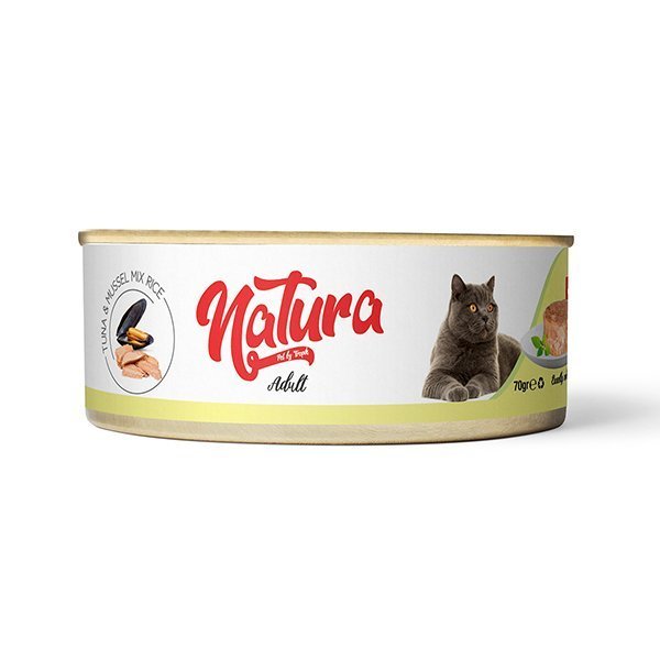 Natura Adult Tahılsız Ton Balık ve Midyeli Yetişkin Kedi Konservesi 70 Gr