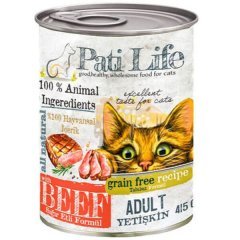 Pati Life Tahılsız Sığır Etli Yetişkin Kedi Konserversi 415 Gr