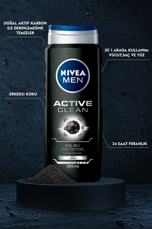 NIVEA DUŞ ŞAMP.500ML ACTIVE CLEAN