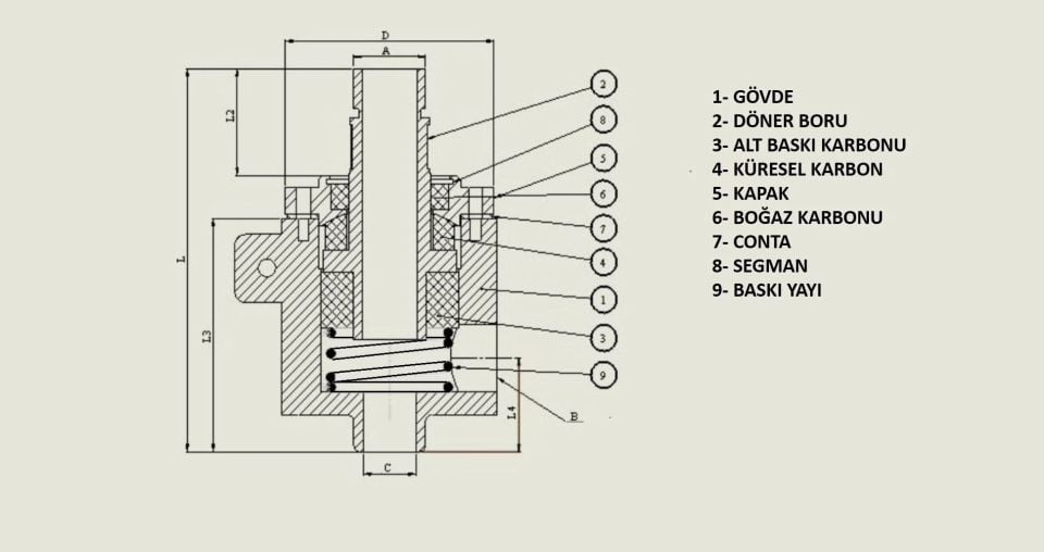 Döner Buhar Başlığı Sağ Dönüşlü 1/2''