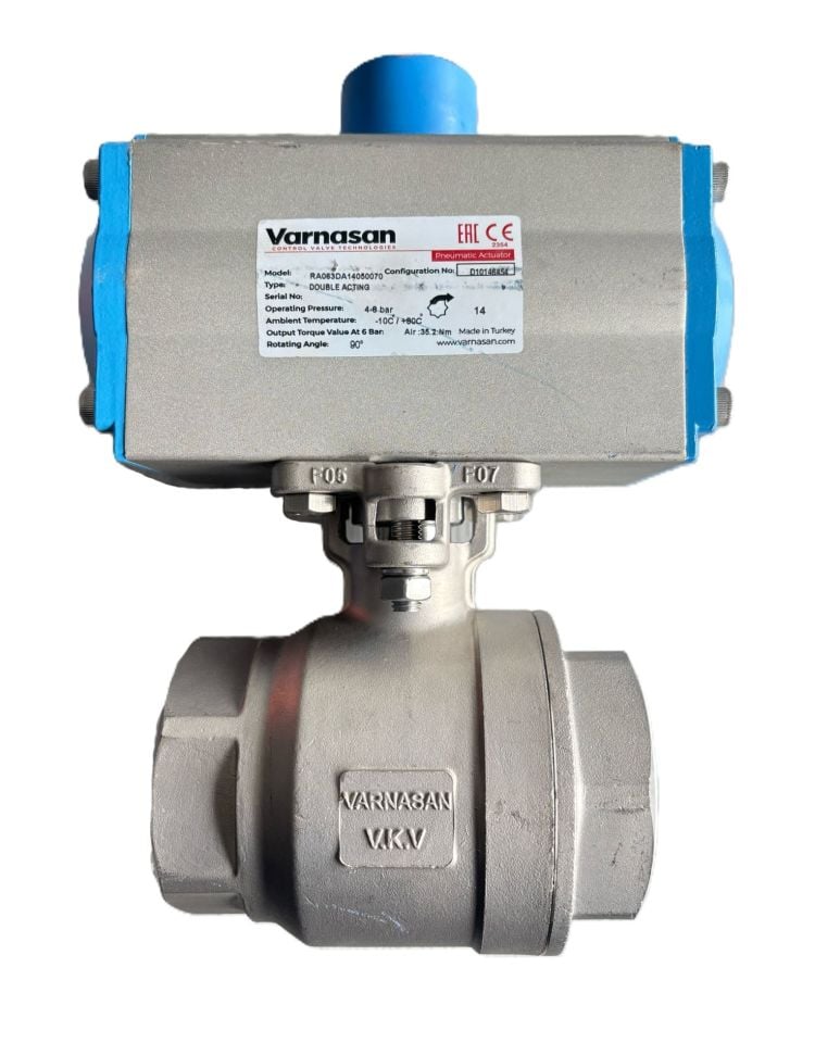 VARNASAN Stainless Ball Valve with Pneumatic Actuator 2'' PN63 AISI304