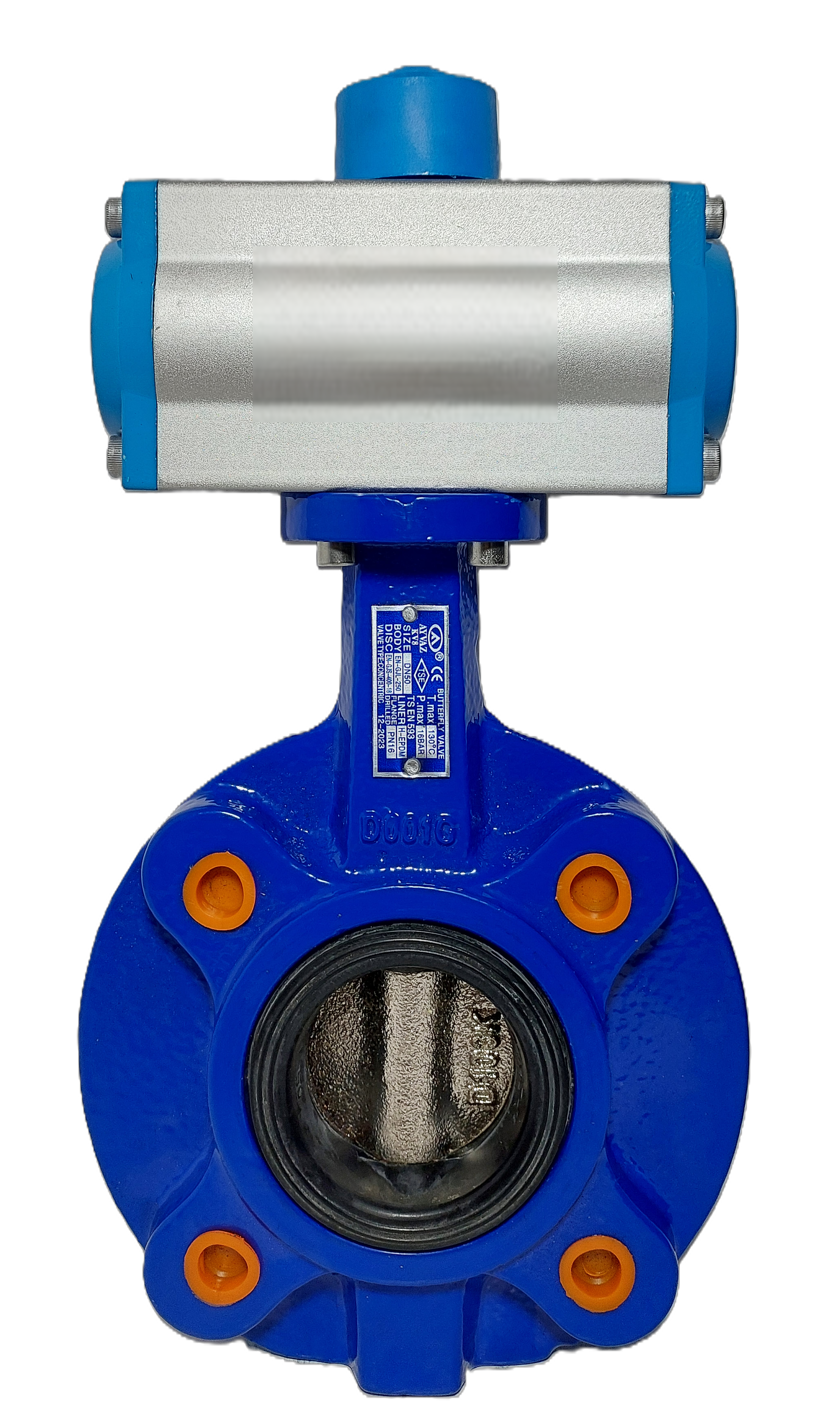 Pnömatik Aktüatörlü Ayvaz KV-8 Kelebek Vana DN200 PN16