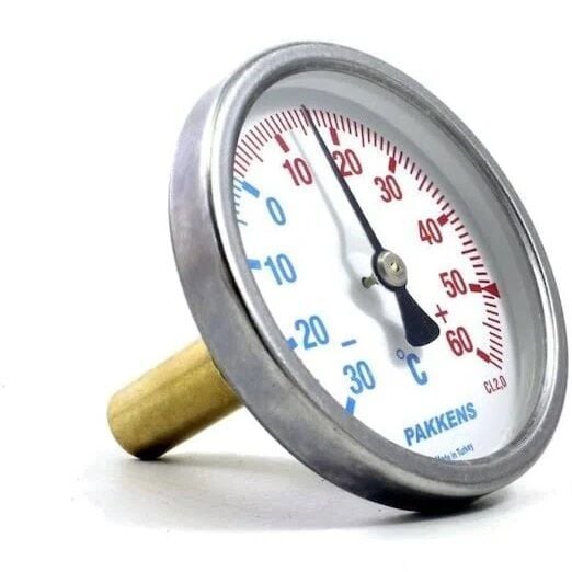 Pakkens Arka Bağlantılı Bi-Metal Termometre Ø100mm -30+60°C 15cm 1/2'' CL 2,0