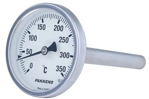 Pakkens Arka Bağlantılı Bi-Metal Termometre Ø63mm 350°C 10cm 1/2'' CL 2,0