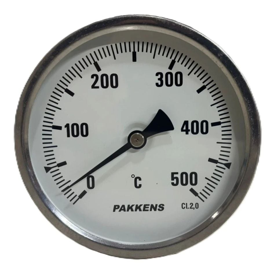 Pakkens Termometre Ø100mm 500°C Arka Bağlantılı 70cm 1/2''