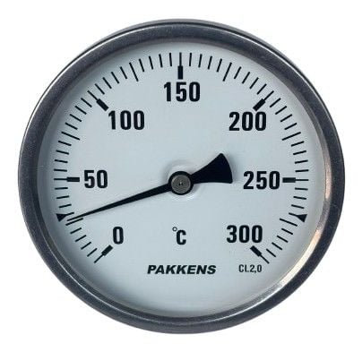 Pakkens Termometre Ø100mm 0-300°C 1/2'' 20cm Arka Bağlantılı