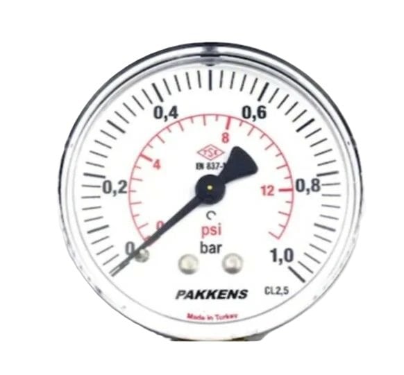 Pakkens Arka Bağlantılı Pano Tipi Manometre Ø63mm 1 Bar R 1/4''