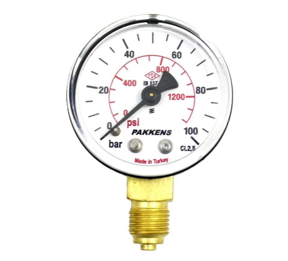 Pakkens Alt Bağlantılı Manometre Ø40 mm 100 Bar 1/8''