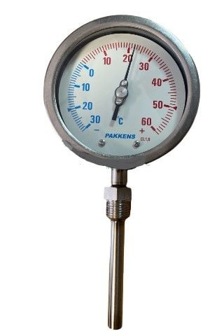 Pakkens Alt Bağlantılı Termometre Ø160 -30/+60°C 10CM 1/2'' KL2,0