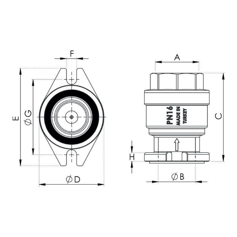 MIROX VSG11 Oval Flange-Sleeved Check Valve 1 1/4''