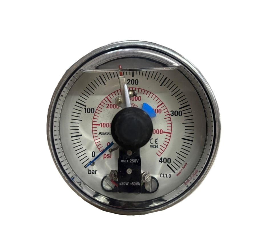 Pakkens Pano Tipi Kontaklı Gliserinli Manometre 400 Bar
