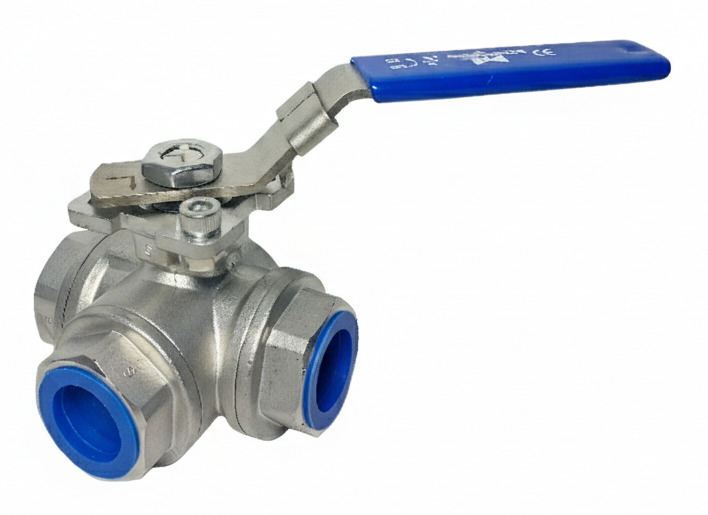 DMS 3 Way L Type Stainless Ball Valve with Pad PN63 3/4''