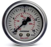 Pakkens Gliserinli Manometre 63 mm, 0-16 Bar, 1/4'' Arka Bağlantılı